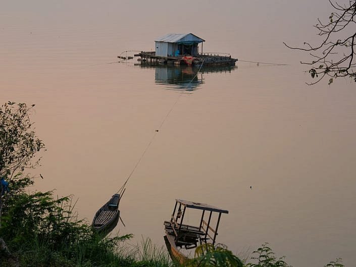 houseboat on Mekong river